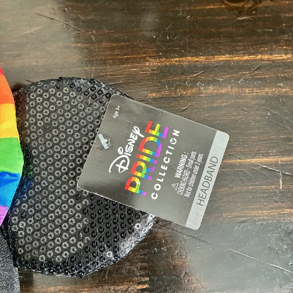 NWT Disney Pride Rainbow Bow Black Sequin Minnie Mouse Ears Headband LGBTQ+